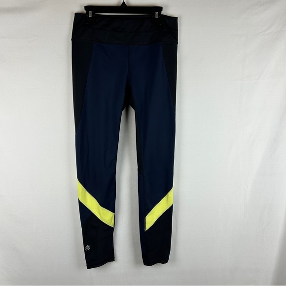 Athleta Sonar 7/8 Colorblock Tights black navy green size S - Picture 3 of 8